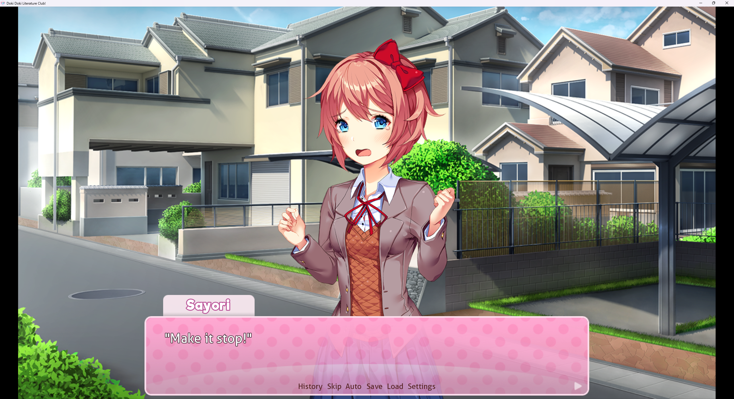 Sayori from DDLC saying "Make it stop!"